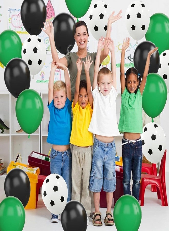 Atpata Funky 30pcs. Football Theme Latex Balloons - Foot Ball Theme Balloons for Kids Sports Themed Birthday Party Decor and Goal theme Celebrations (Green & Black Football Kit) - Image 2